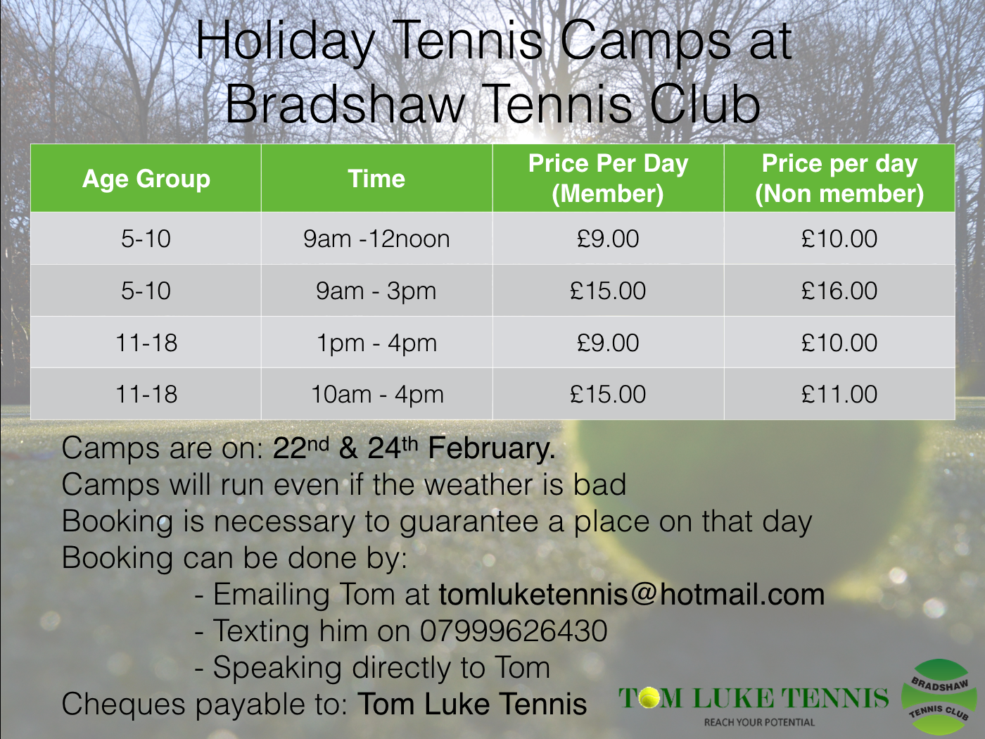 Coaching Bradshaw Tennis Club